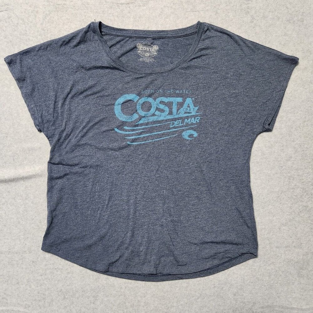 Costa T-Shirt Womens Size XL Gray Born on the Water Crew Neck Short Sleeve‎